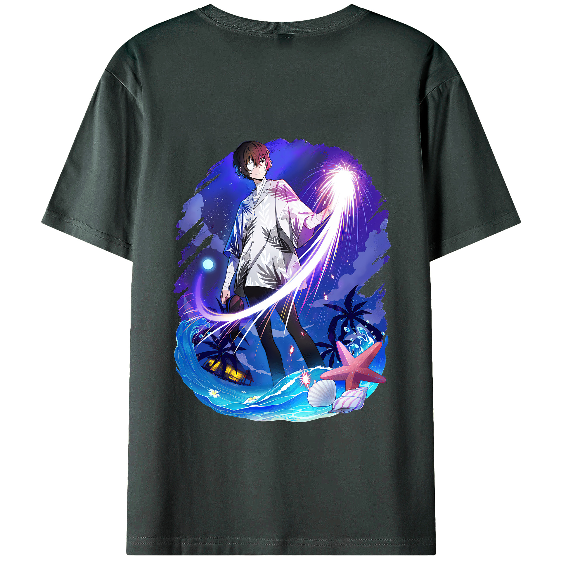 （画像用） 文豪ストレイドッグス Bungo Stray Dogs 綿100％ メンズ半袖Tシャツ（バックプリント） 通気性